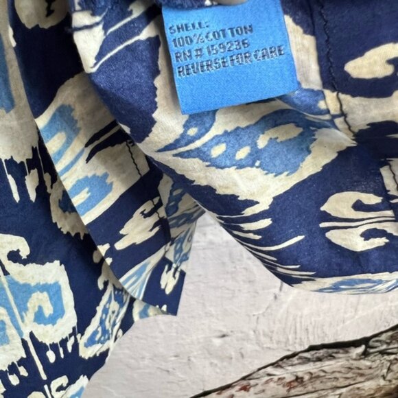 J. McLaughlin The Ciri Maxi Dress Blue Damask 100% Cotton Ruched Bodice Casual - Picture 14 of 14